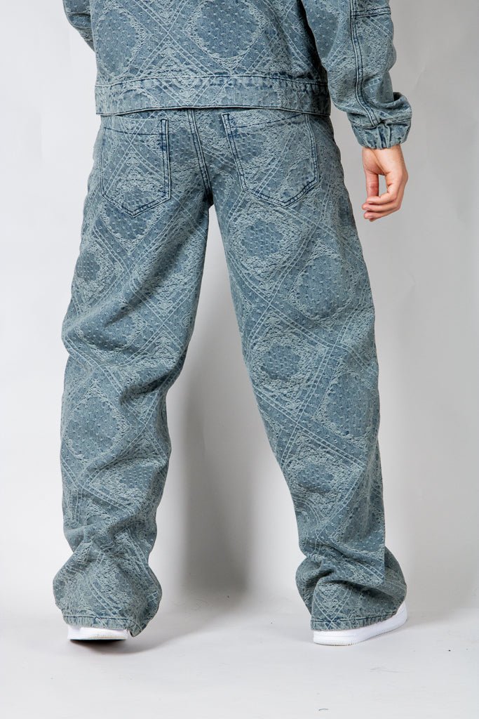 Paisley Jacquard Denim Baggy Carpenter Jeans - Liquor n Poker