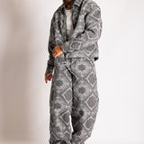 Paisley Jacquard Denim Baggy Carpenter Jeans in Black - Liquor n Poker