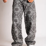 Paisley Jacquard Denim Baggy Carpenter Jeans in Black - Liquor n Poker