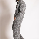 Paisley Jacquard Denim Baggy Carpenter Jeans in Black - Liquor n Poker