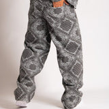 Paisley Jacquard Denim Baggy Carpenter Jeans in Black - Liquor n Poker