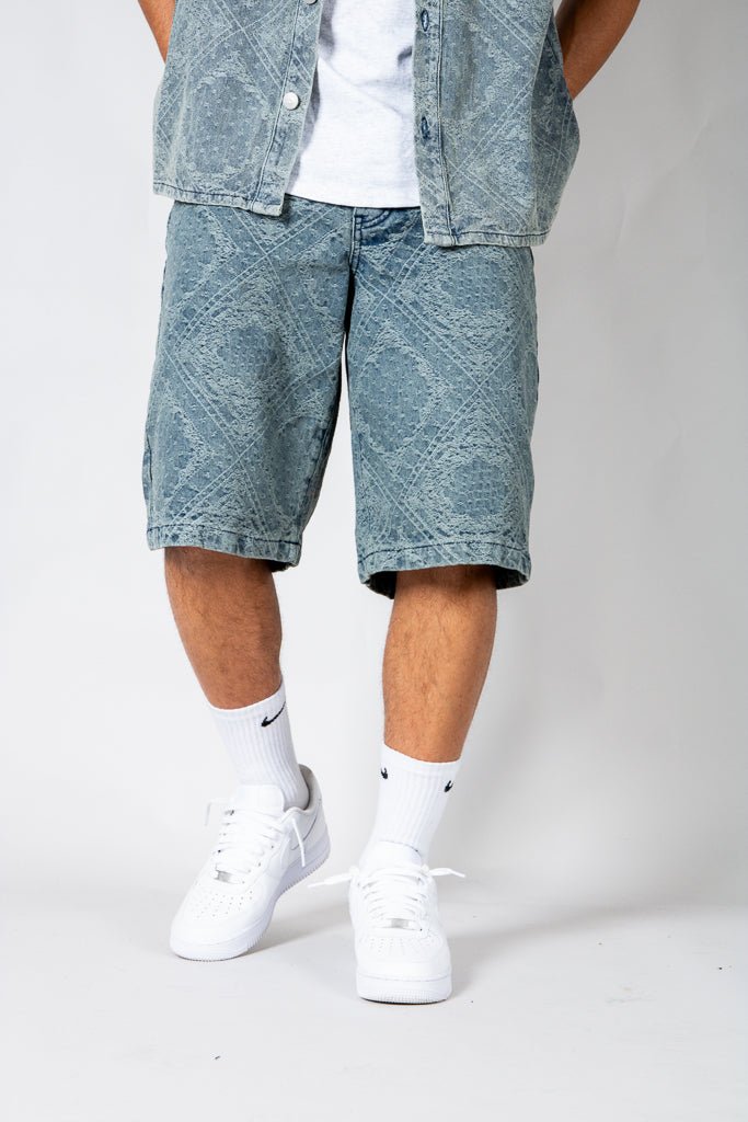 Paisley Jacquard Relaxed Denim Jorts - Liquor n Poker