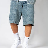 Paisley Jacquard Relaxed Denim Jorts - Liquor n Poker