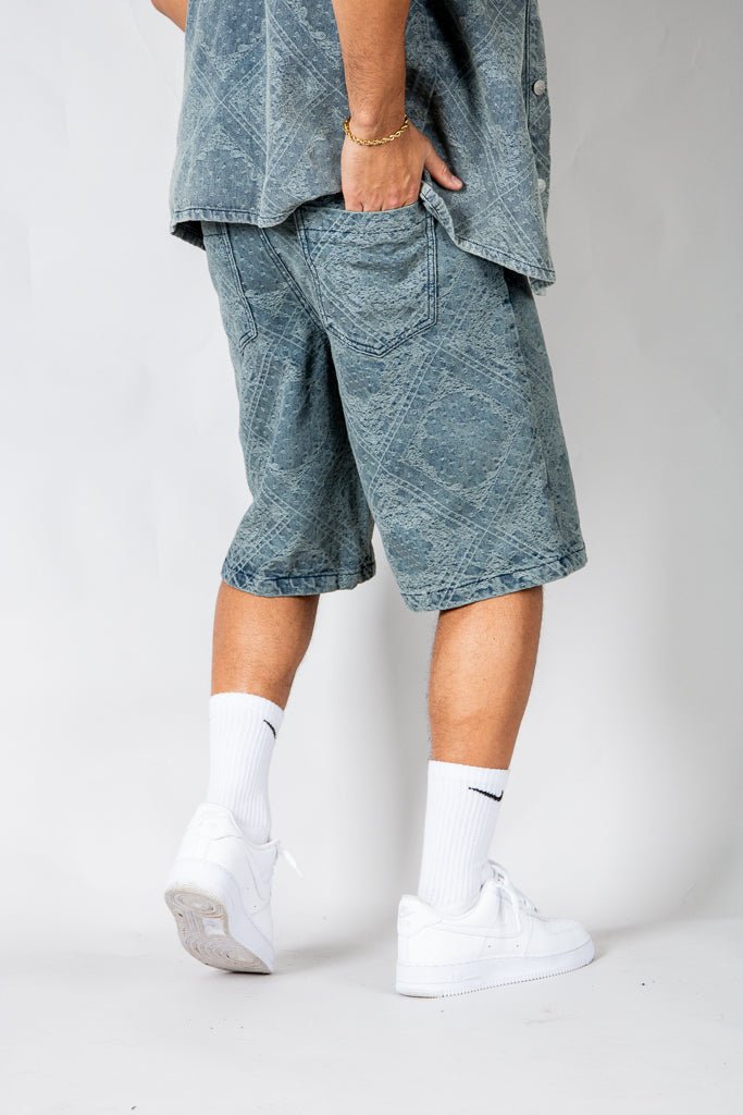 Paisley Jacquard Relaxed Denim Jorts - Liquor n Poker
