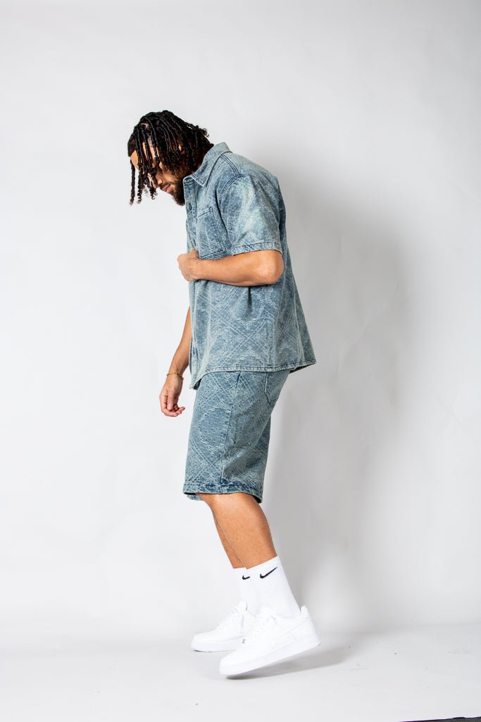 Paisley Jacquard Relaxed Denim Jorts - Liquor n Poker