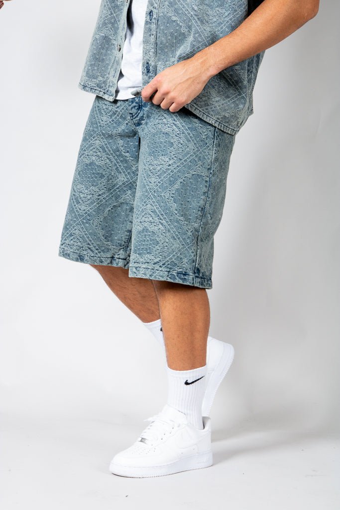 Paisley Jacquard Relaxed Denim Jorts - Liquor n Poker
