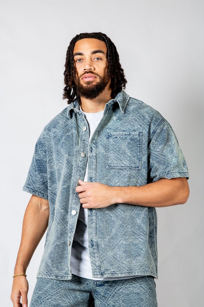 Paisley Jacquard Relaxed Denim Shirt - Liquor n Poker
