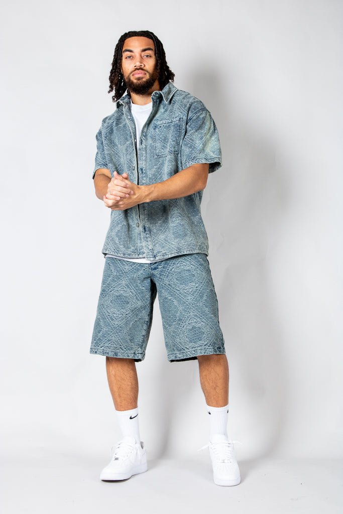 Paisley Jacquard Relaxed Denim Shirt - Liquor n Poker