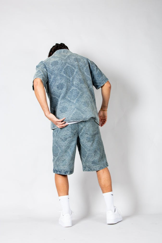 Paisley Jacquard Relaxed Denim Shirt - Liquor n Poker