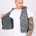 Paisley Printed Denim Gilet Vest - Liquor n Poker