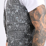 Paisley Printed Denim Gilet Vest - Liquor n Poker