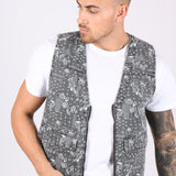 Paisley Printed Denim Gilet Vest - Liquor n Poker