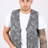 Paisley Printed Denim Gilet Vest - Liquor n Poker