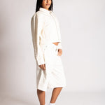 Pearl Studded Denim Jorts In Ecru - Liquor n Poker