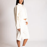 Pearl Studded Denim Jorts In Ecru - Liquor n Poker