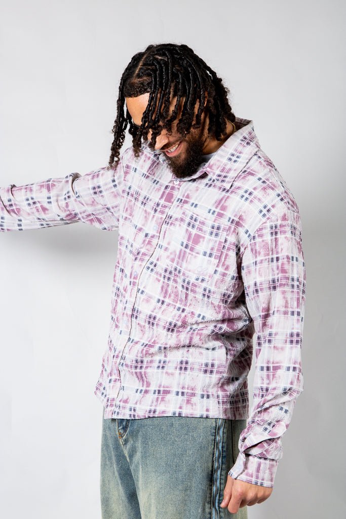 Pink Check Long Sleeve Button Through Shirt - Liquor n Poker