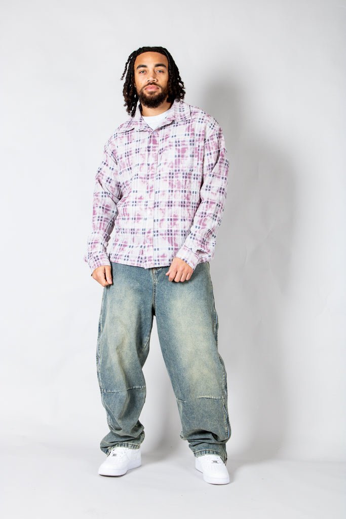 Pink Check Long Sleeve Button Through Shirt - Liquor n Poker