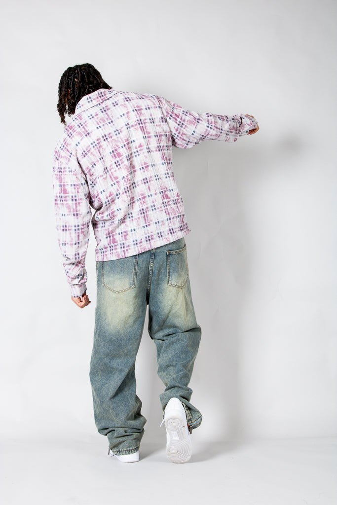 Pink Check Long Sleeve Button Through Shirt - Liquor n Poker