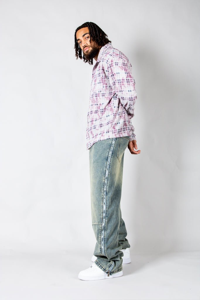 Pink Check Long Sleeve Button Through Shirt - Liquor n Poker