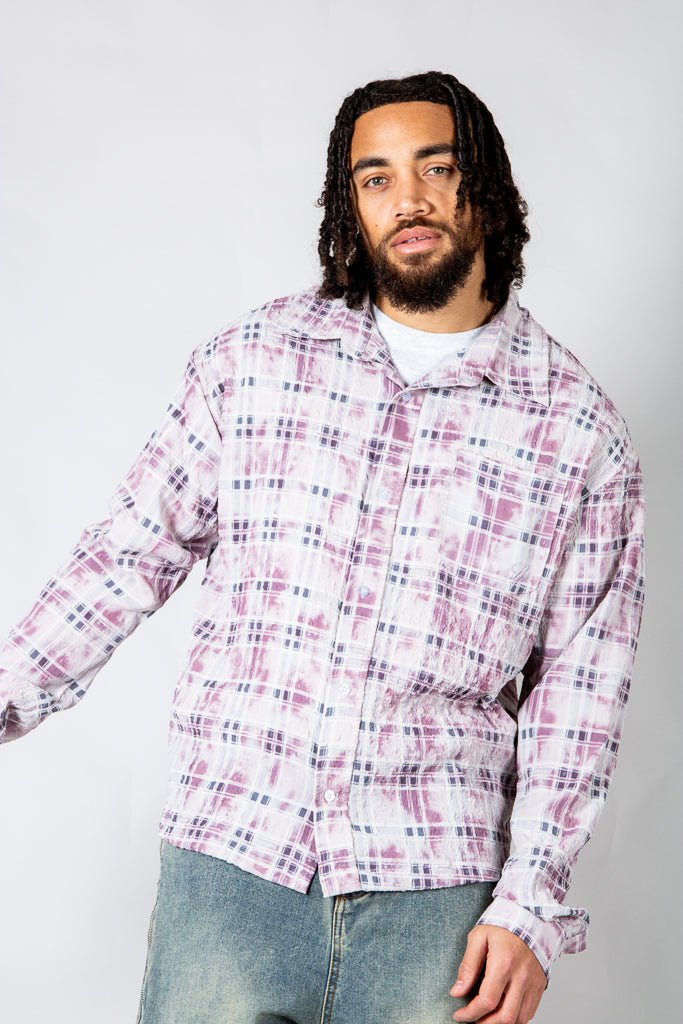 Pink Check Long Sleeve Button Through Shirt - Liquor n Poker