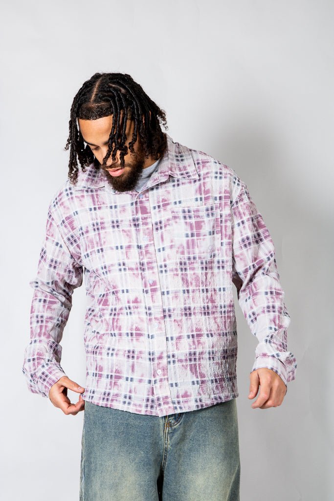 Pink Check Long Sleeve Button Through Shirt - Liquor n Poker