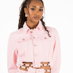 Pink Cropped Denim Jacket - Liquor n Poker