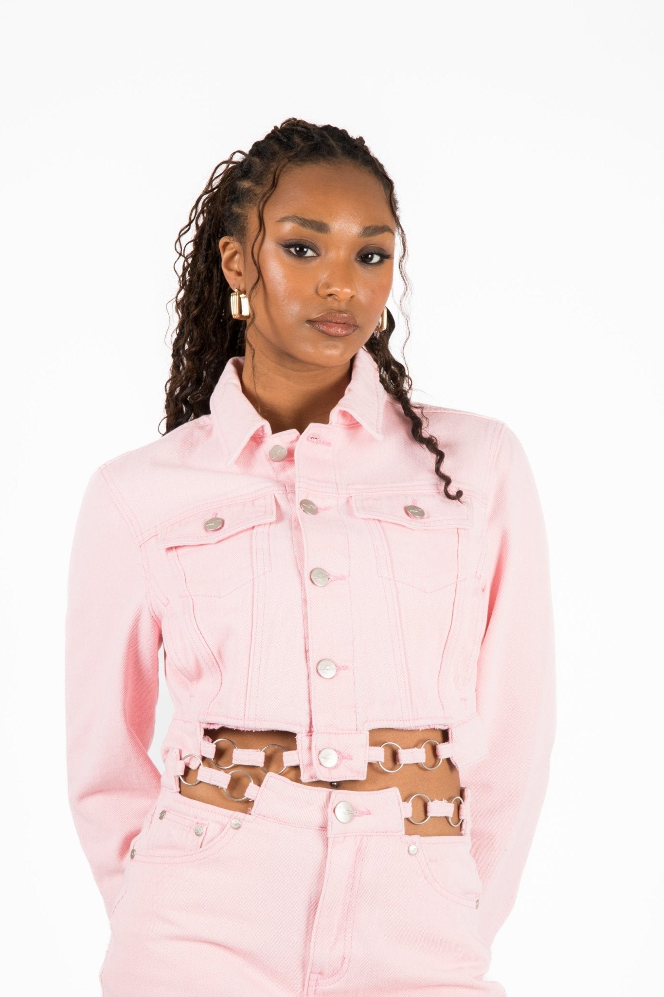 Pink Cropped Denim Jacket - Liquor n Poker