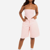 Pink Denim Bandeau Top - Liquor n Poker