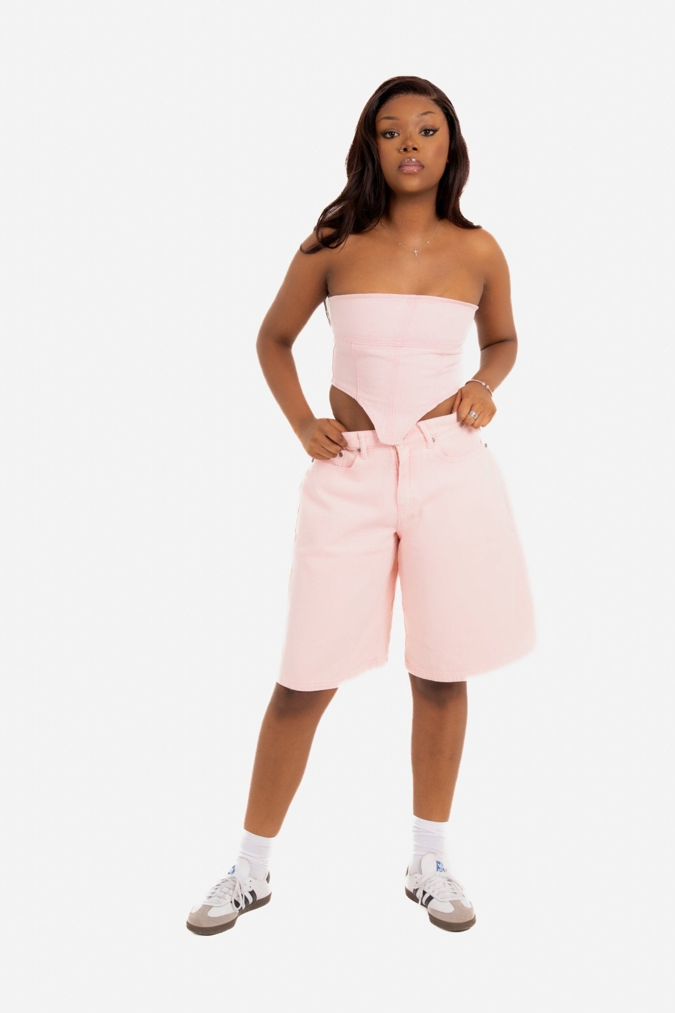 Pink Denim Bandeau Top - Liquor n Poker