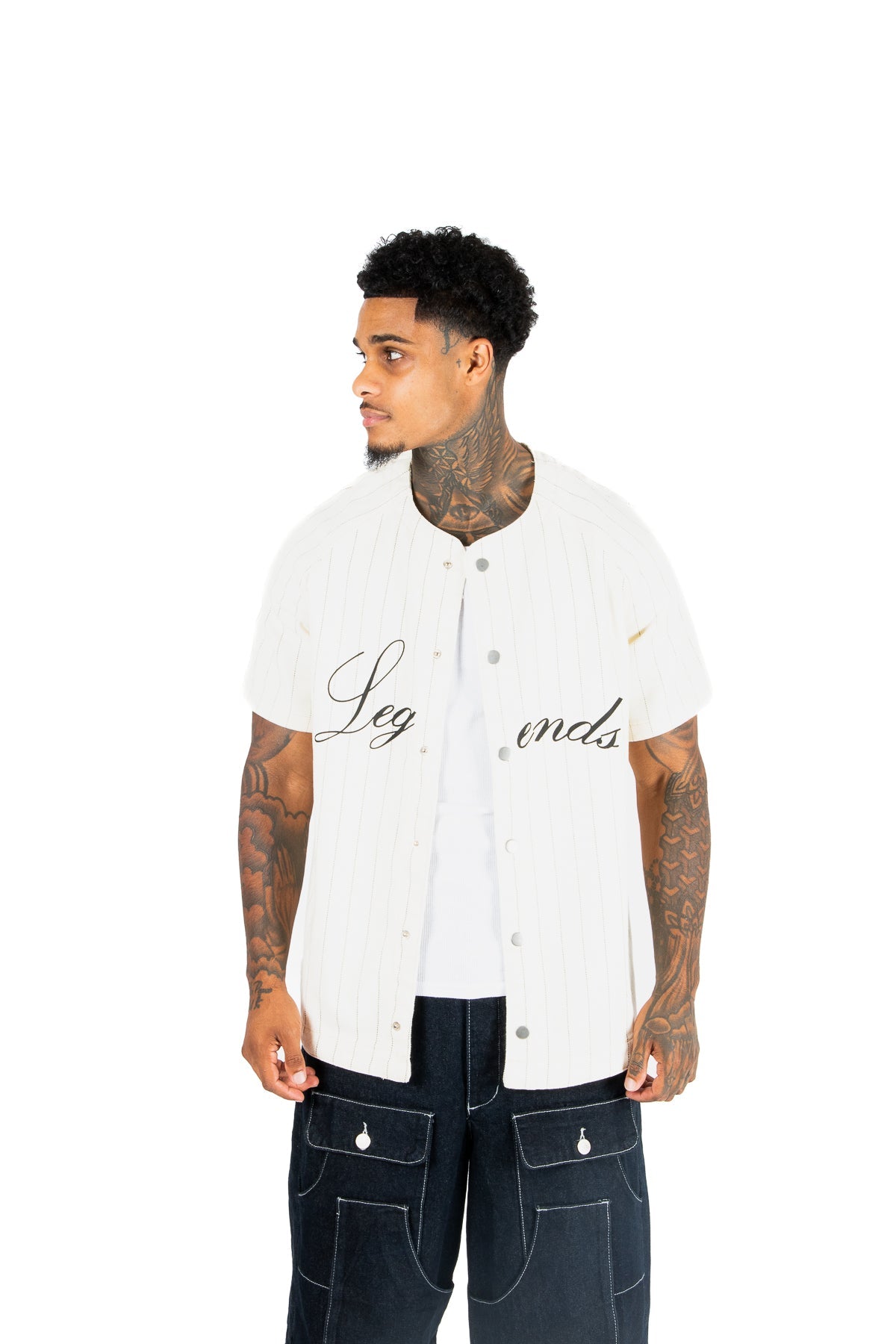 Pinstripe Denim Jersey Shirt - Liquor n Poker