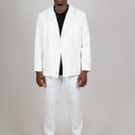 Pinstripe Oversized Blazer In White - Liquor n Poker