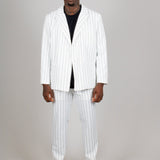 Pinstripe Oversized Blazer In White - Liquor n Poker
