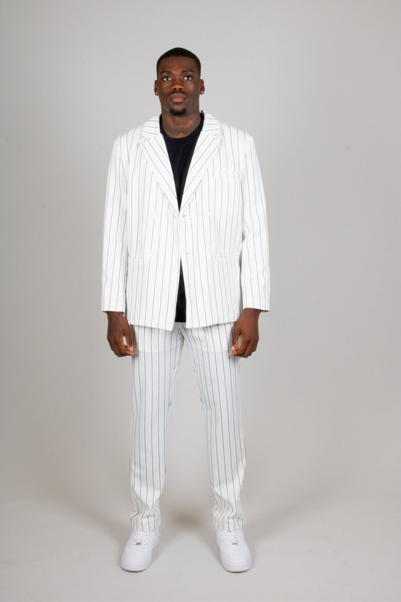 Pinstripe Oversized Blazer In White - Liquor n Poker