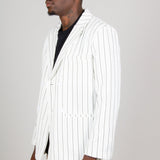 Pinstripe Oversized Blazer In White - Liquor n Poker