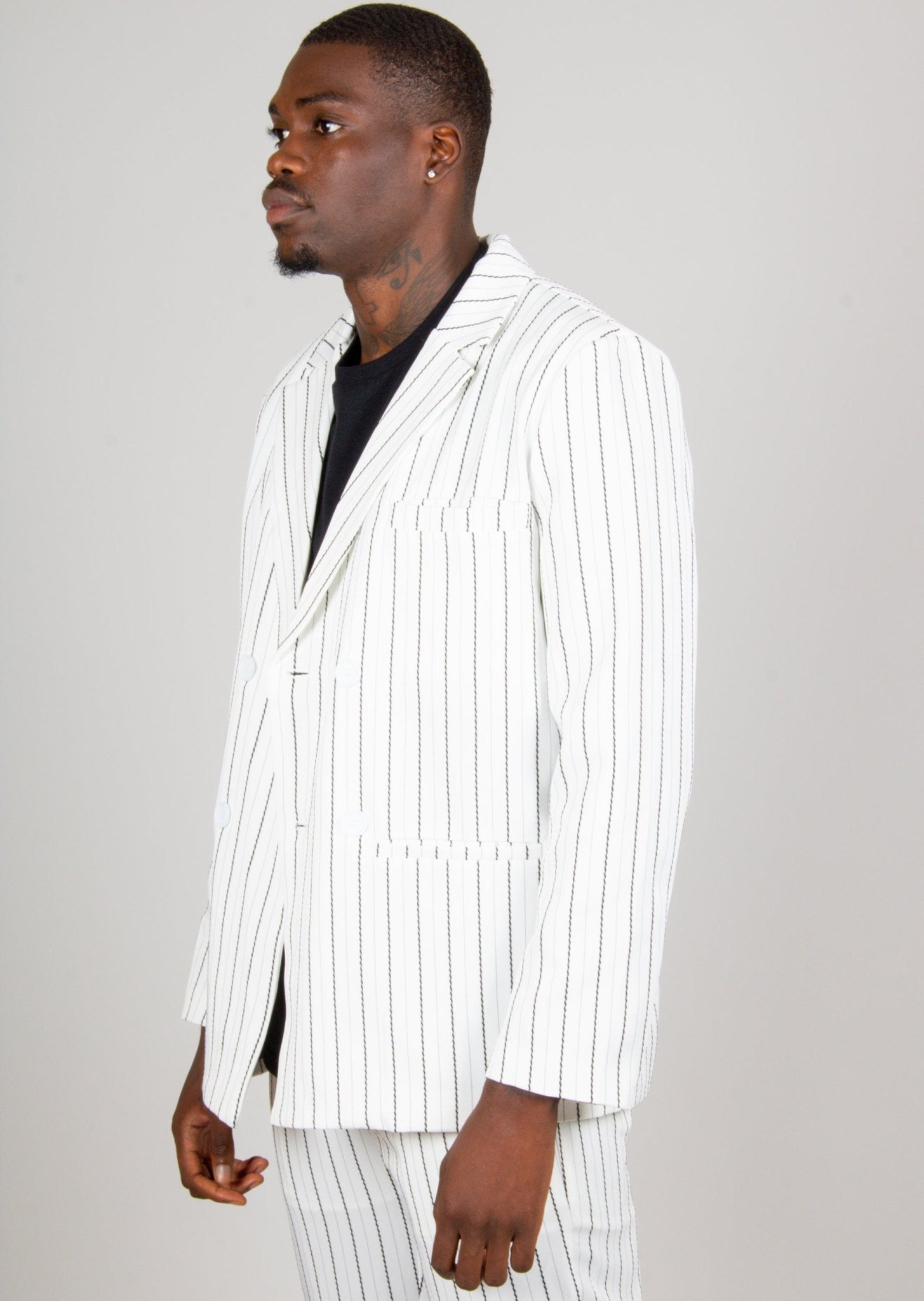 Pinstripe Oversized Blazer In White - Liquor n Poker