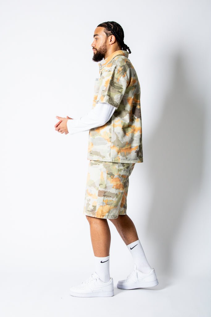 Pixel Camo Denim Jorts - Liquor n Poker