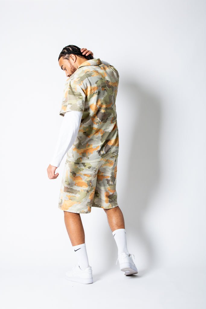 Pixel Camo Denim Jorts - Liquor n Poker