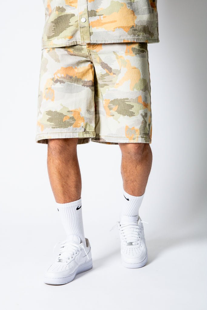 Pixel Camo Denim Jorts - Liquor n Poker