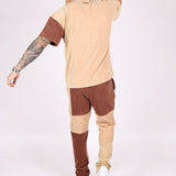 Polar Beige Oversized T-Shirt With Spliced Brown Panelling - Liquor n Poker