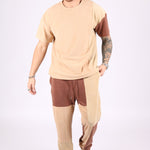 Polar Beige Oversized T-Shirt With Spliced Brown Panelling - Liquor n Poker