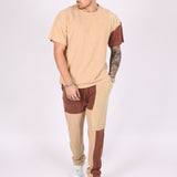 Polar Beige Oversized T-Shirt With Spliced Brown Panelling - Liquor n Poker