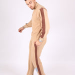 Polar Beige Straight Leg Jogger In Retro Sports Stripe - Liquor n Poker