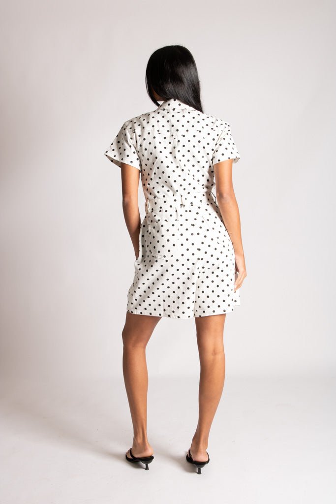 Polka Dot Belted Denim Playsuit - Liquor n Poker