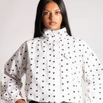 Polka Dot Funnel Neck Denim Jacket - Liquor n Poker