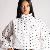 Polka Dot Funnel Neck Denim Jacket - Liquor n Poker