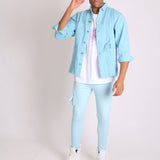 Powder Blue Utility Jacket - Liquor n Poker