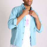 Powder Blue Utility Jacket - Liquor n Poker