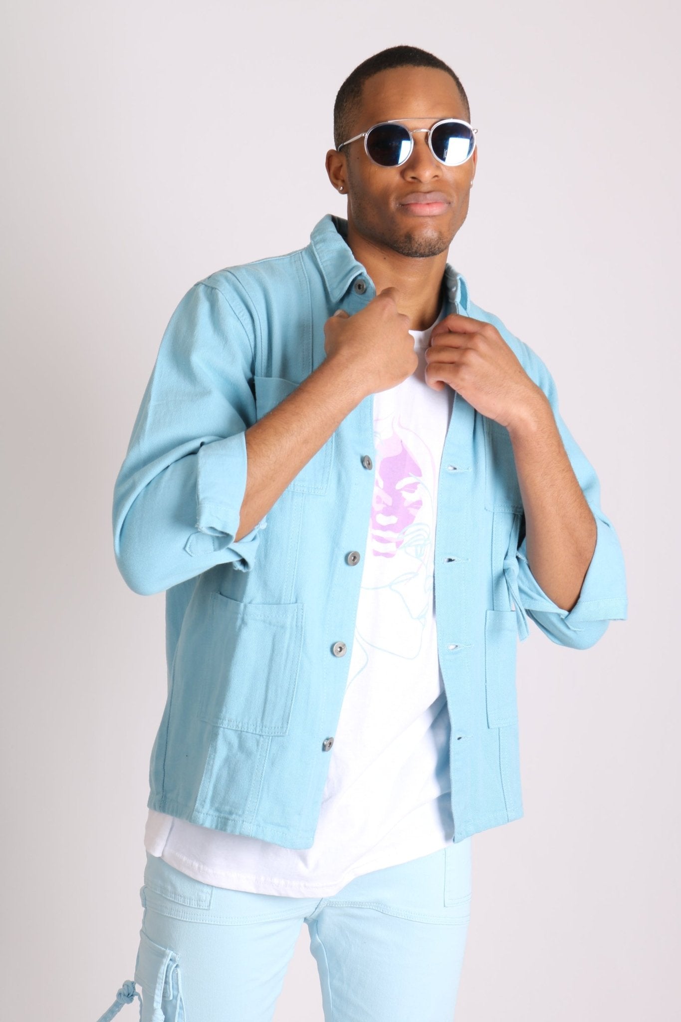 Powder Blue Utility Jacket - Liquor n Poker