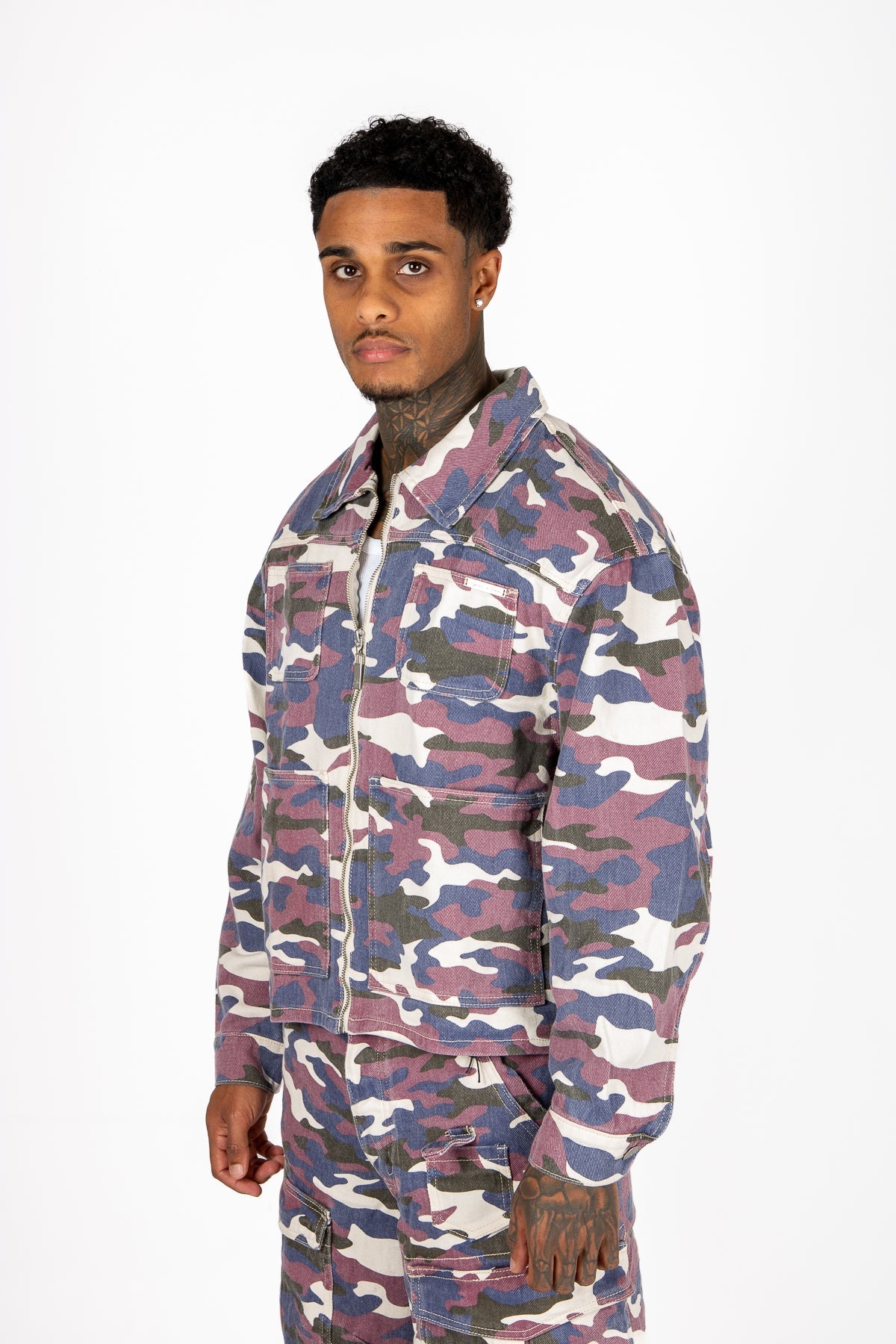 Purple Camo Relaxed Denim Jacket - Liquor n Poker