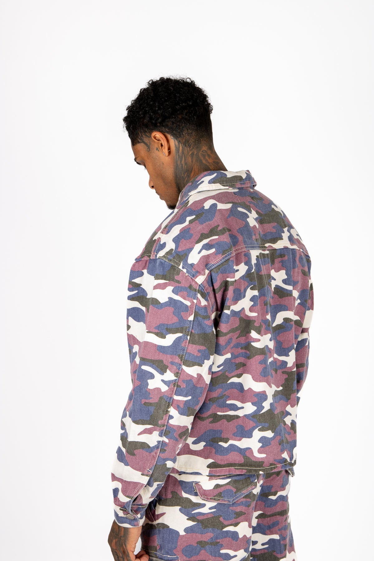 Purple Camo Relaxed Denim Jacket - Liquor n Poker